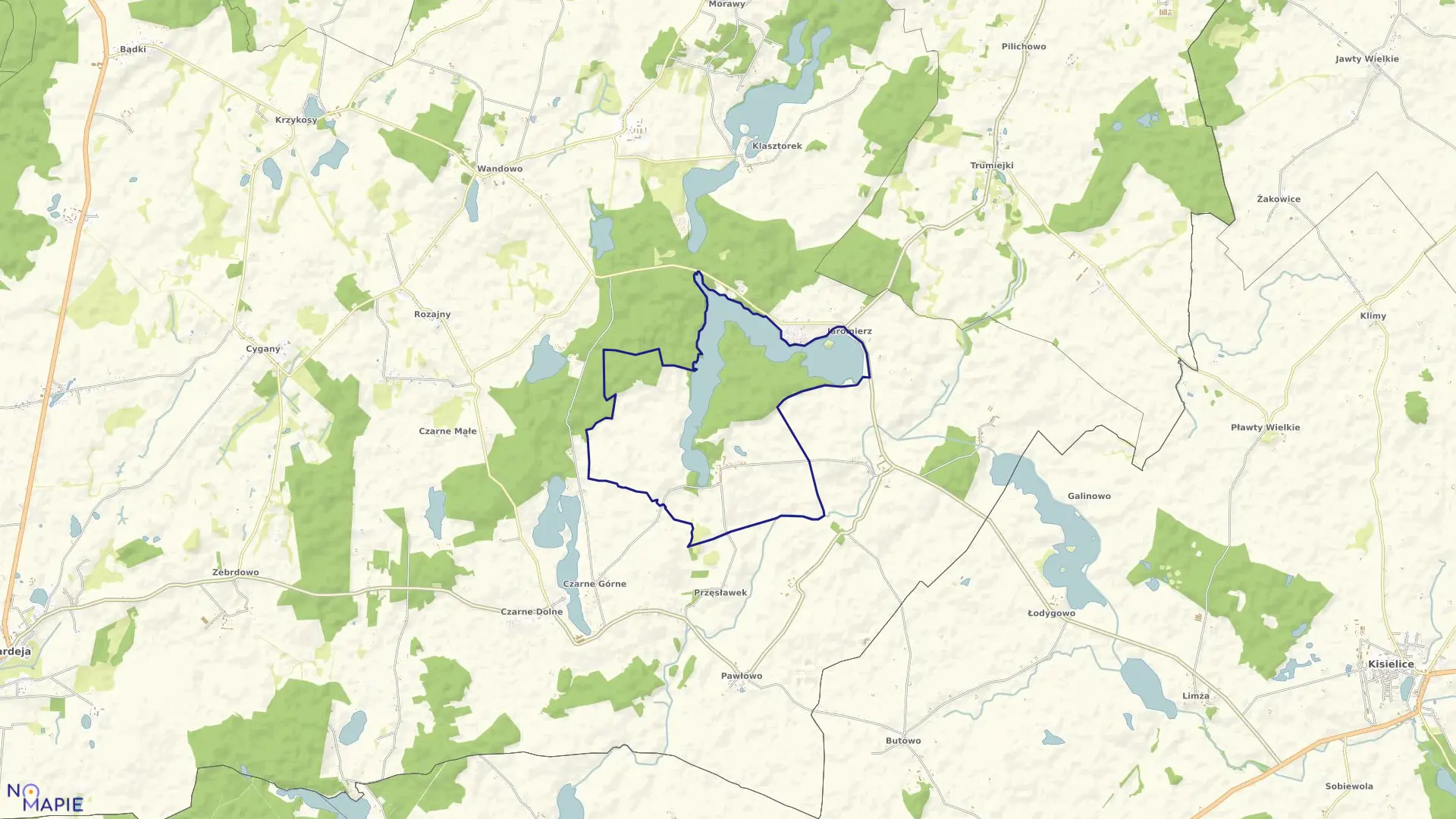 Mapa obrębu Klecewo w gminie Gardeja