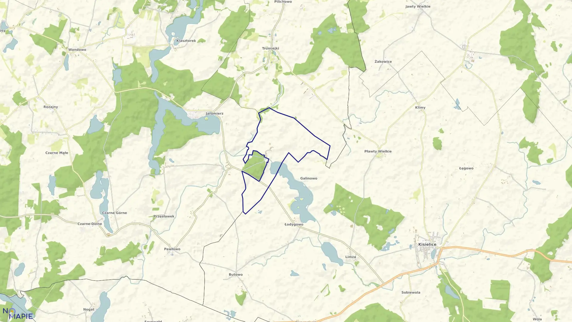 Mapa obrębu Wracławek w gminie Gardeja